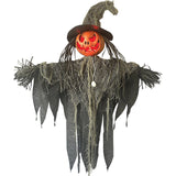 Pumpkin Hanging Scarecrow Rustic Ragged Clothes Halloween Decoration