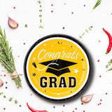 25 Count Yellow Congrats Grad Paper Dessert Plates Graduation Party Disposable Plates