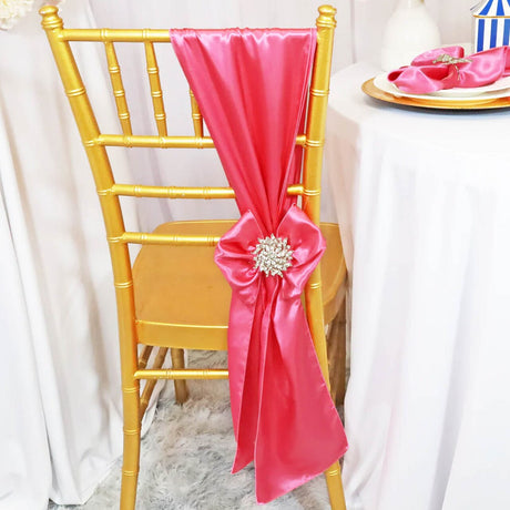 10 Pieces Bubble Gum Satin Chair Sashes Vibrant 8"x108" Event Accessories