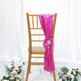 10 Pieces Magenta Azalea Satin Chair Bands, 8"x108" Vibrant Event Wraps