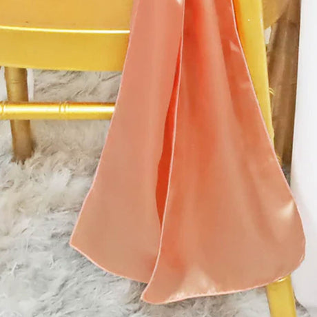 10 Pieces Apricot Peach Satin Chair Sashes 8"x108" Elegant Wedding Decor