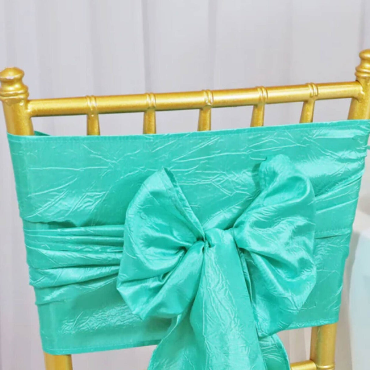 10 Pieces Tiff Blue or Aqua Blue Crushed Taffeta Chair Sashes 9.5"x108"