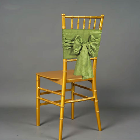 10 Pieces Moss Green Crushed Taffeta Chair Sashes 9.5x108"
