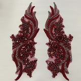 1 Yard Crystal Rhinestone Applique Embroidered on 100% Polyester 14" x 4" Each Side