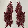 Rhinestone Applique Floral Lace Pair 14" x 4"
