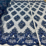Beaded 3D Floral Lace Fabric