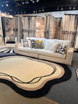 Beluga Tufted Design 57 Wool Fabric - Ivory Black Tufted Pattern, 8' X 11', 9' X 12', 10' X 13' (1 Piece)