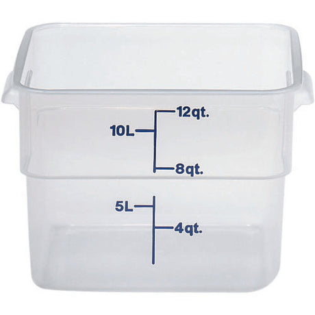 Cambro 12SFSPP190 Translucent Square Storage Container 12 Qt. - 11-1/4" 12-1/4" x 8-3/4" High