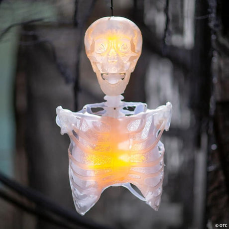 12 1/4-Inch Light-Up Hanging Skeleton Torso with Flashing Fire Lights