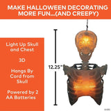 12 1/4" Light-Up Hanging Skeleton Torso with Fire Flashing Halloween Decoration