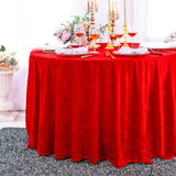 Round Ice Crushed Velvet Tablecloth 120" Red