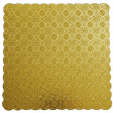 Gold Scalloped Square Cake Board, 12", Pack of 5