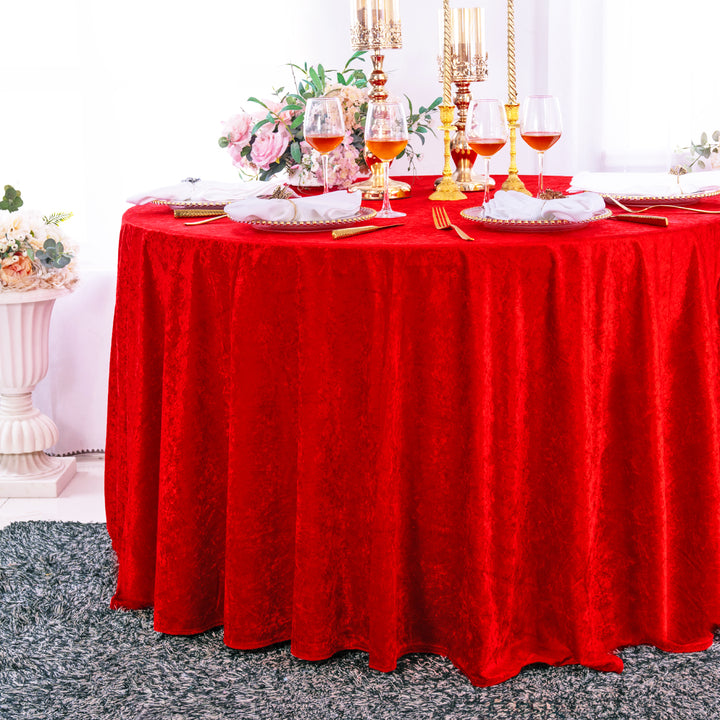 Round Ice Crushed Velvet Table Cover