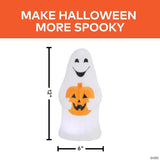 12" Light-Up LED Ghost with Jack-O'-Lantern Blow Mold Figure Halloween Decoration