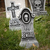 12" - 19" Bat & Skull Foam Tombstone Halloween Decorations Set – 6 Pc.
