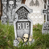 12" - 19" Bat & Skull Foam Tombstone Halloween Decorations Set – 6 Pc.