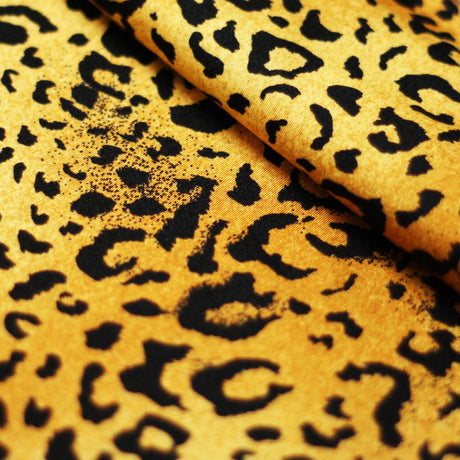 Cheetah Nylon Spandex Fabric - Tan, Brown, Black Cheetah Print, 58-60" Width (1 Yard)