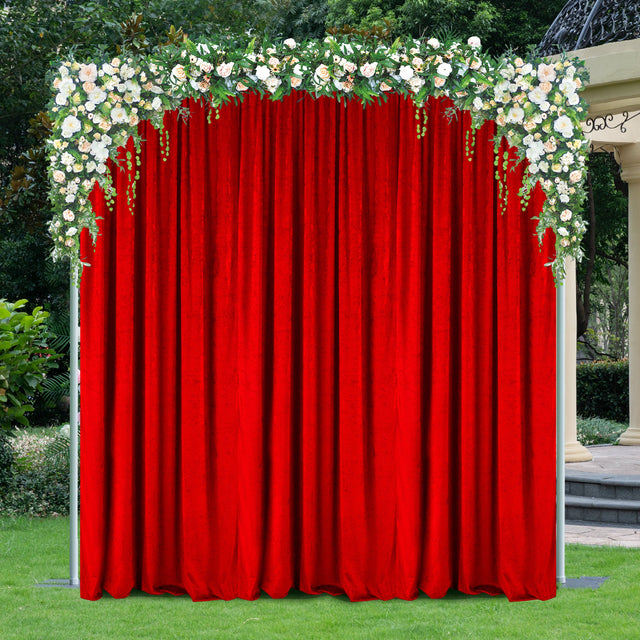 Crushed Velvet Backdrop Drape Panel 14 ft x 57 in Red