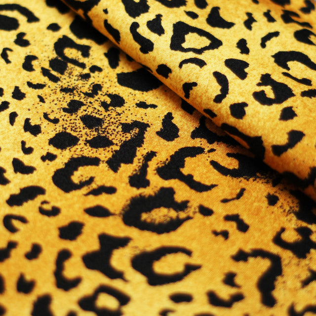 Cheetah Nylon Spandex Fabric - Tan, Brown, Black Cheetah Print, 58-60" Width (1 Yard)