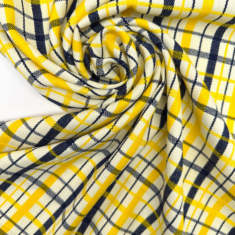 Checked Acrylic Cotton Wool Fabric