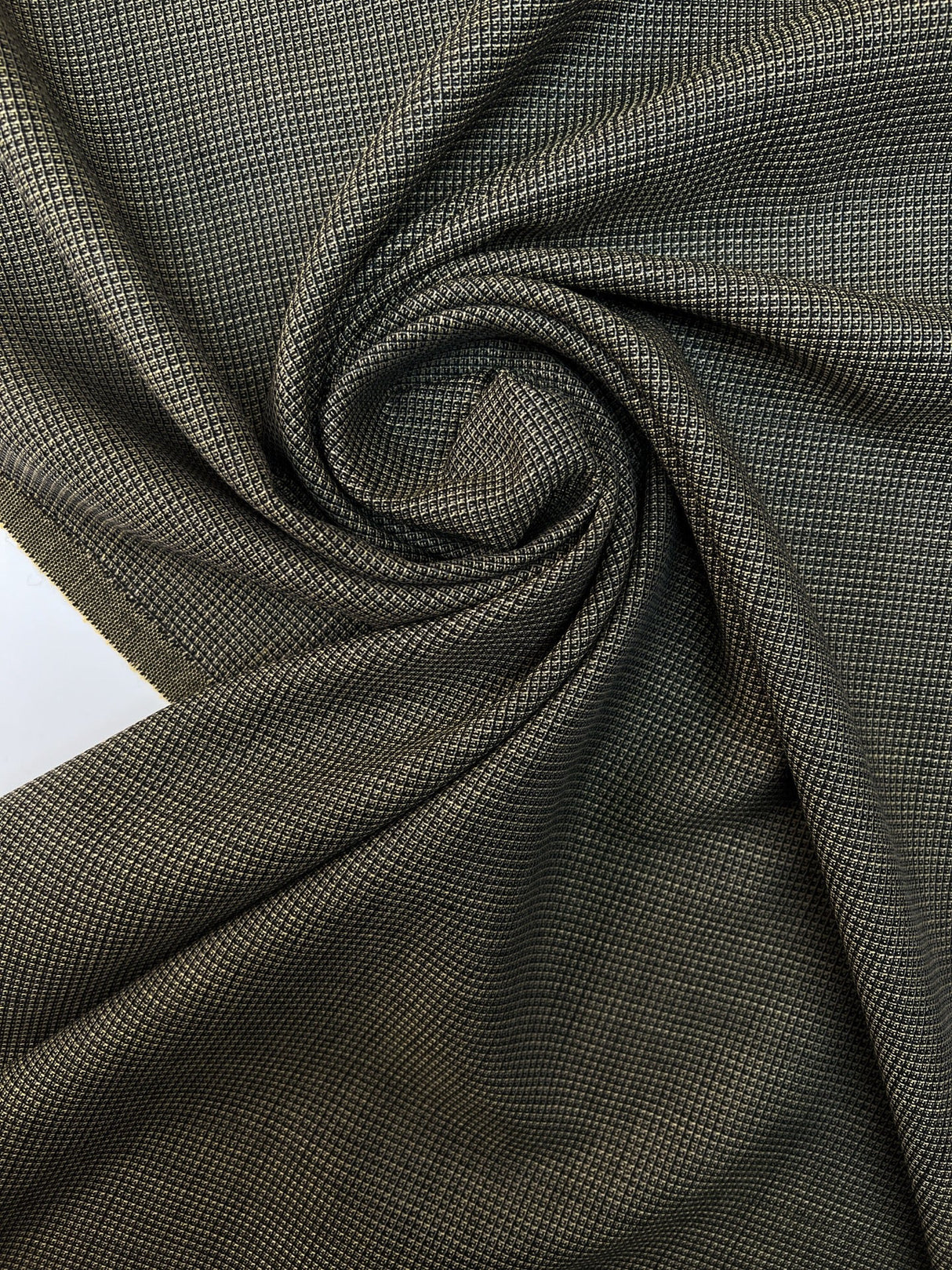 Wool Tweed Green Black Checked