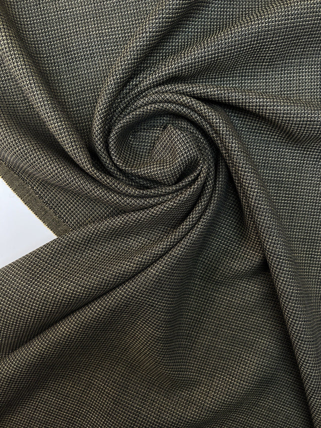 Wool Tweed Green Black Checked