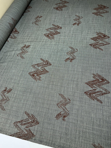 Wool Printed Abstract Striped Fabric