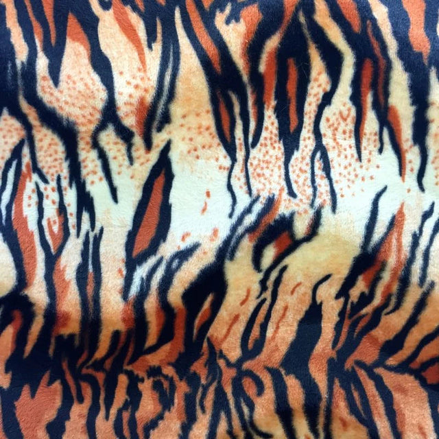 Orange Velboa Fur Tiger Animal Short Pile Fabric,