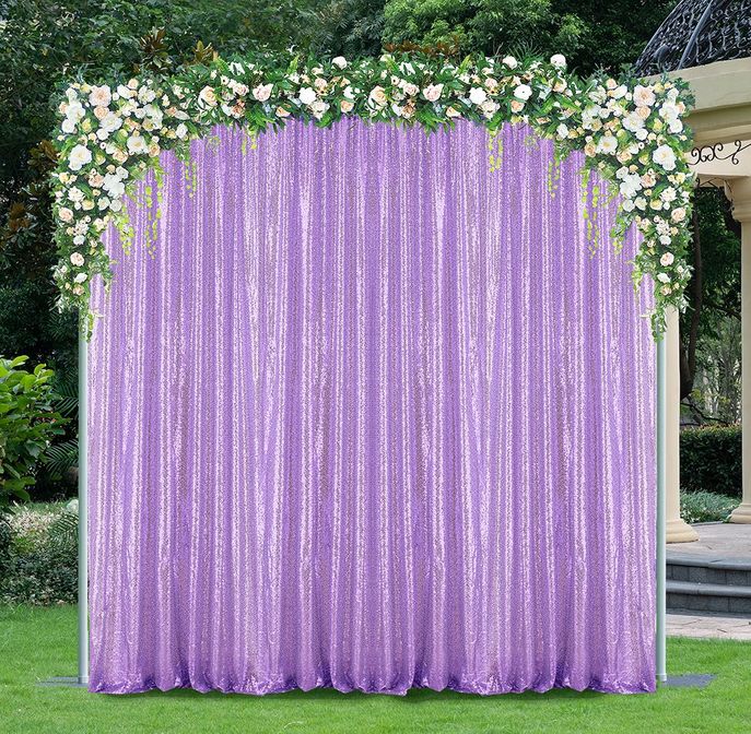 Sequin Backdrop Curtain Drape Panel Lavender