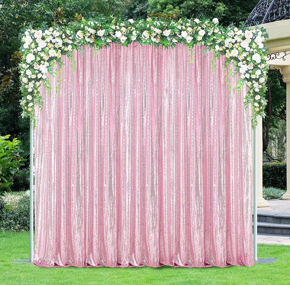 Sequin Backdrop Drape 12 ft x 52 in Pink