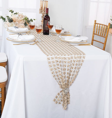 Lace Table Runner 12x108 Champagne