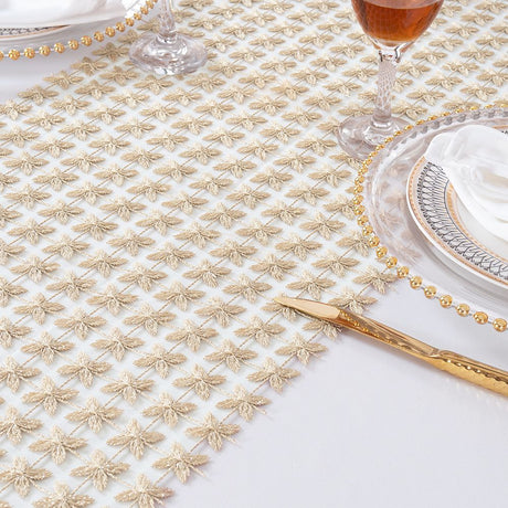 Lace Table Runner 12x108 Champagne