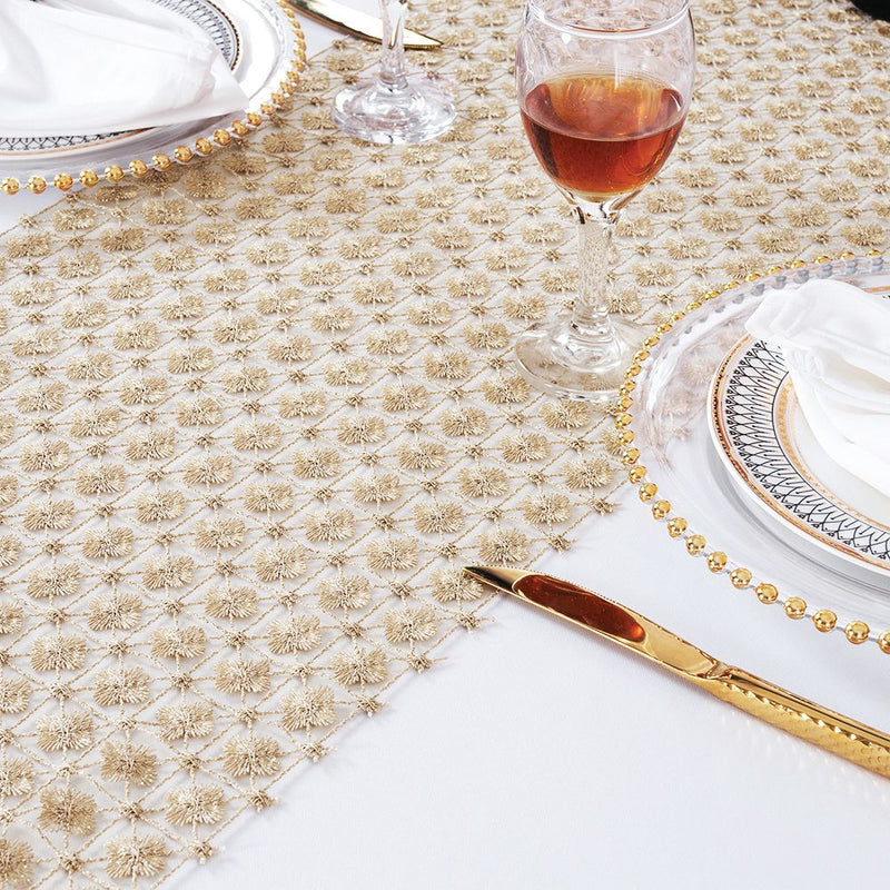 Lace Table Runner 12x108 Champagne