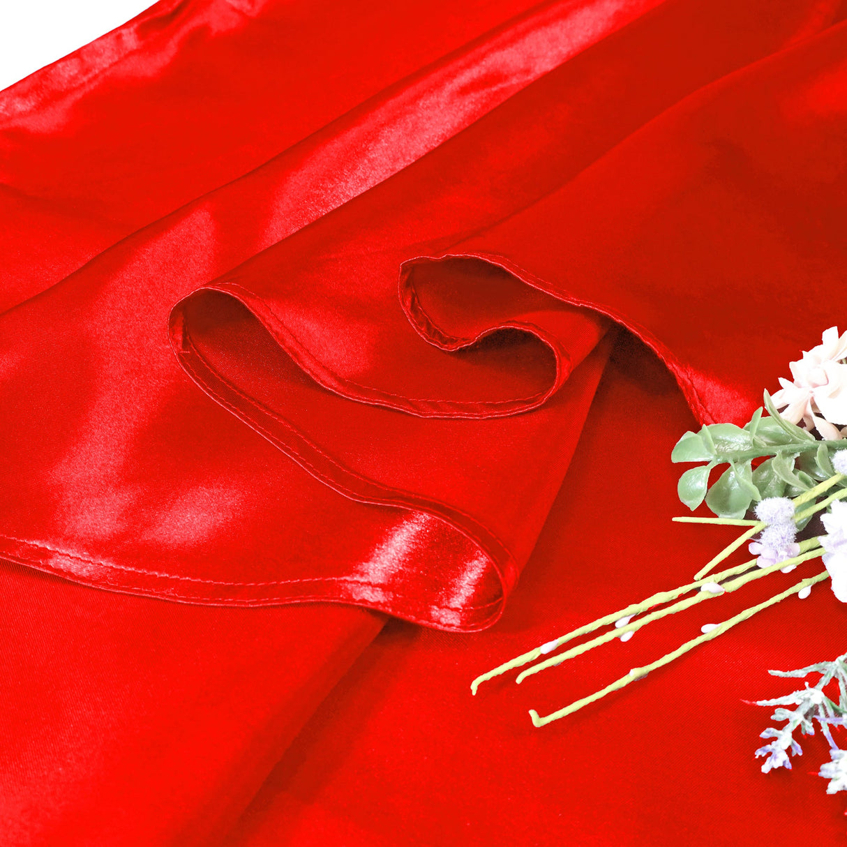 Round Heavy Duty Satin Tablecloth 132" Red