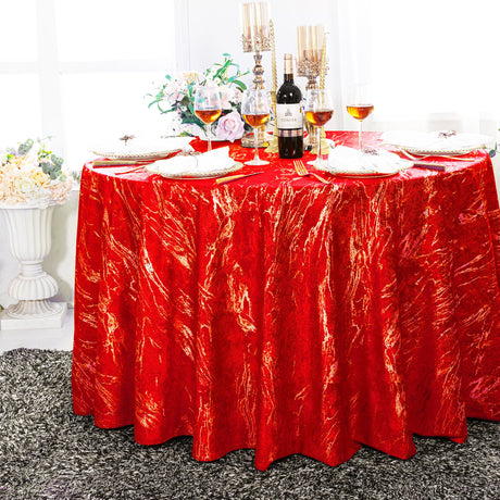 Round Velvet Tablecloth 120" Red