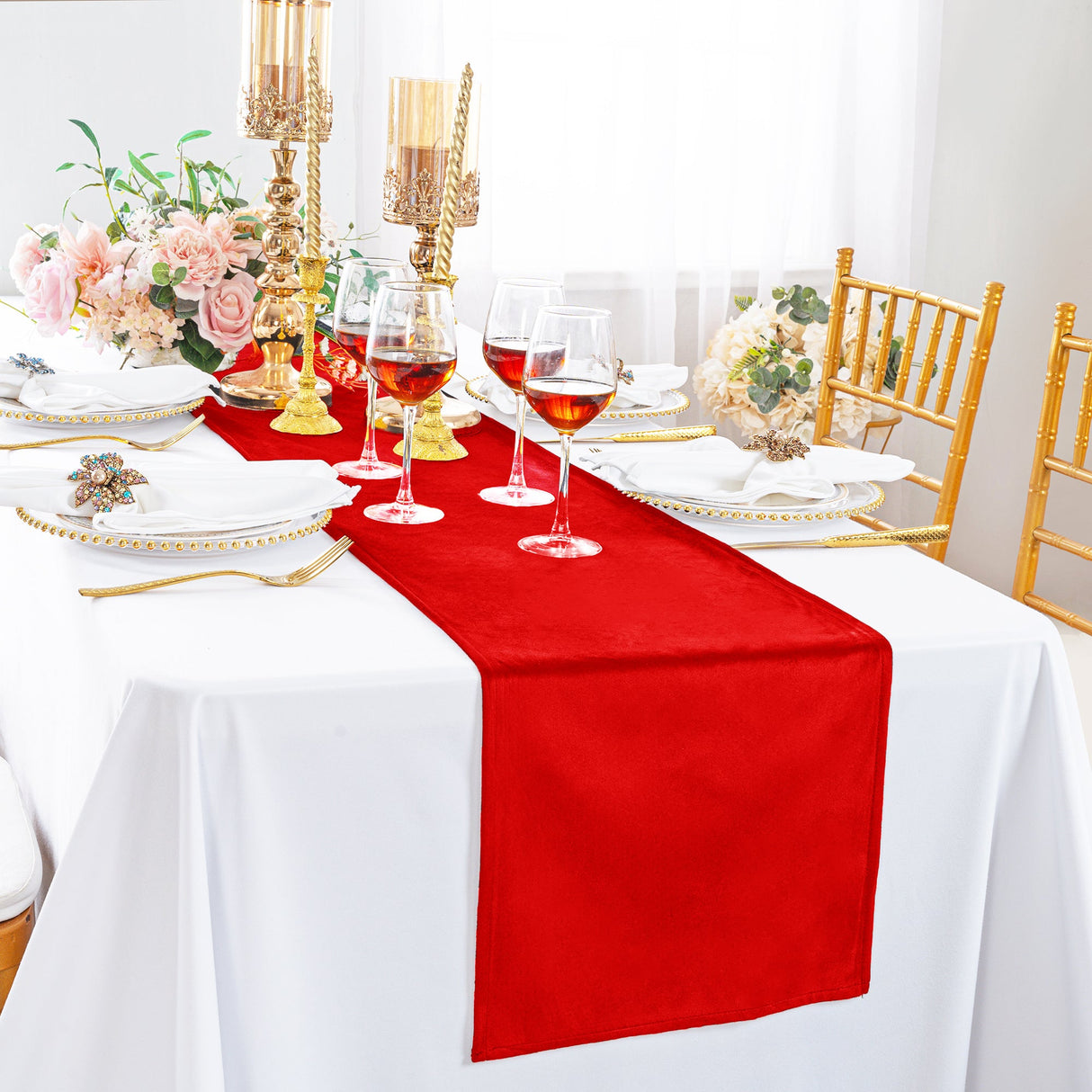Velvet Table Runner 13x108 Red