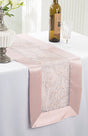 Embroidered Organza Table Runner 12.75x108 Blush Pink/Rose Gold