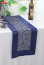 Embroidered Organza Table Runner Navy Blue 12.75x108
