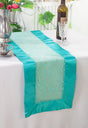 Embroidered Organza Table Runner 12.75x108 Pool Blue