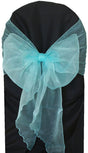 Organza Chair Sash 12x116 Angle End Tiff Blue/Aqua Blue