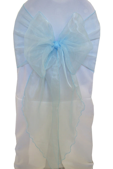 Organza Chair Sash Sample 12x116 Angle End Baby Blue