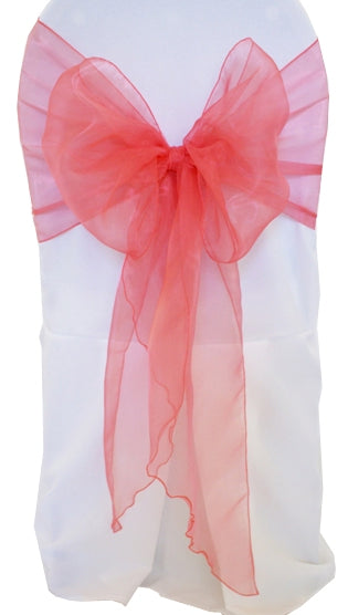 Organza Chair Sash Angle End Coral