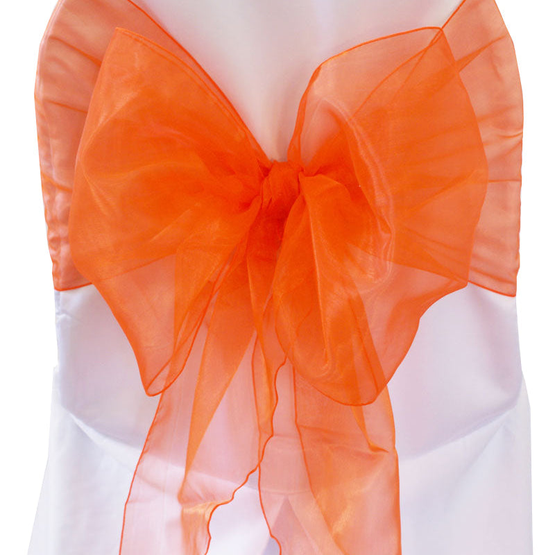 Organza Chair Sash 12x116 Angle End Orange