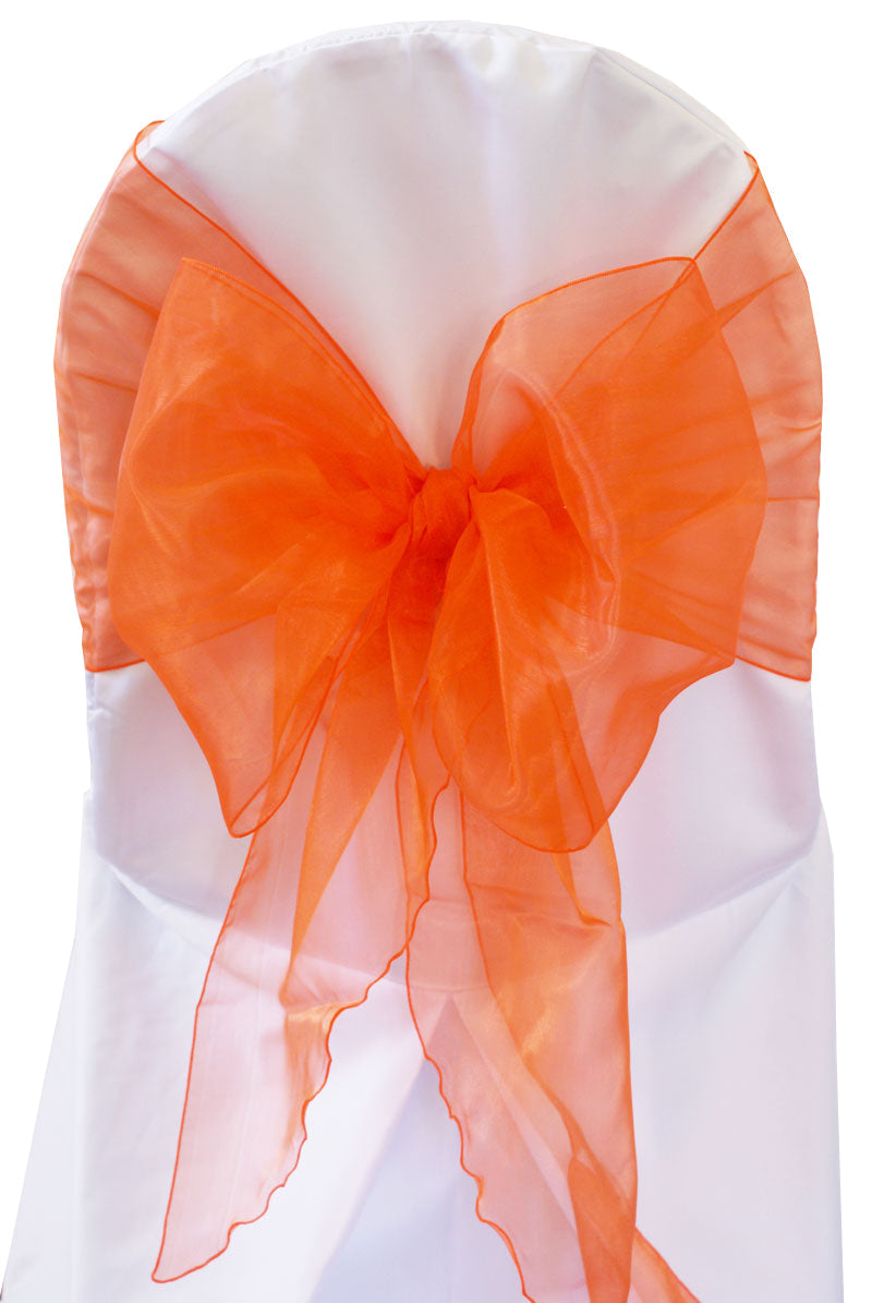 Organza Chair Sash 12x116 Angle End Orange