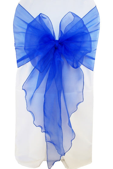 Organza Chair Sash 12x116 Angle End Royal Blue