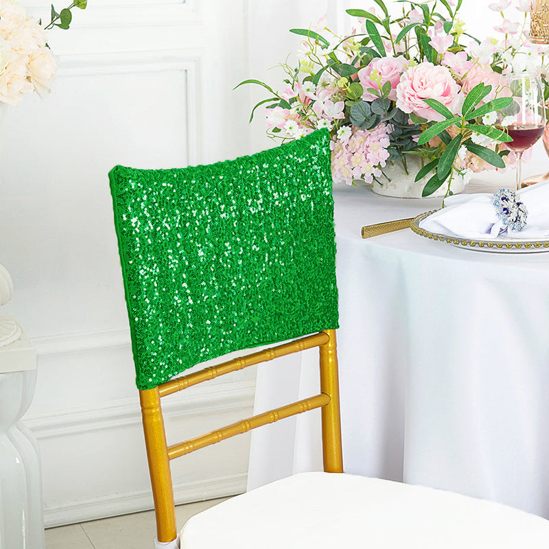 Sequin Spandex Chair Caps Emerald Green