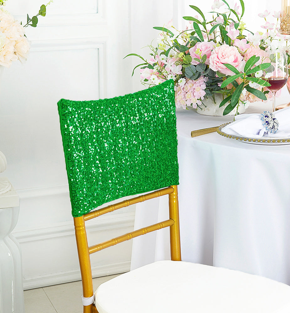 Sequin Spandex Chair Caps Emerald Green