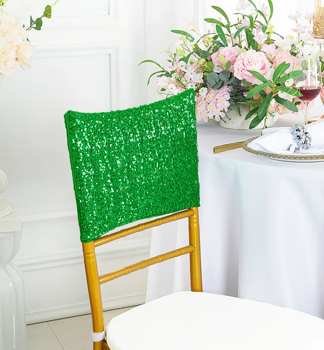 Sequin Spandex Chair Caps Emerald Green