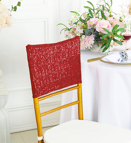 Sequin Spandex Chair Cap Apple Red