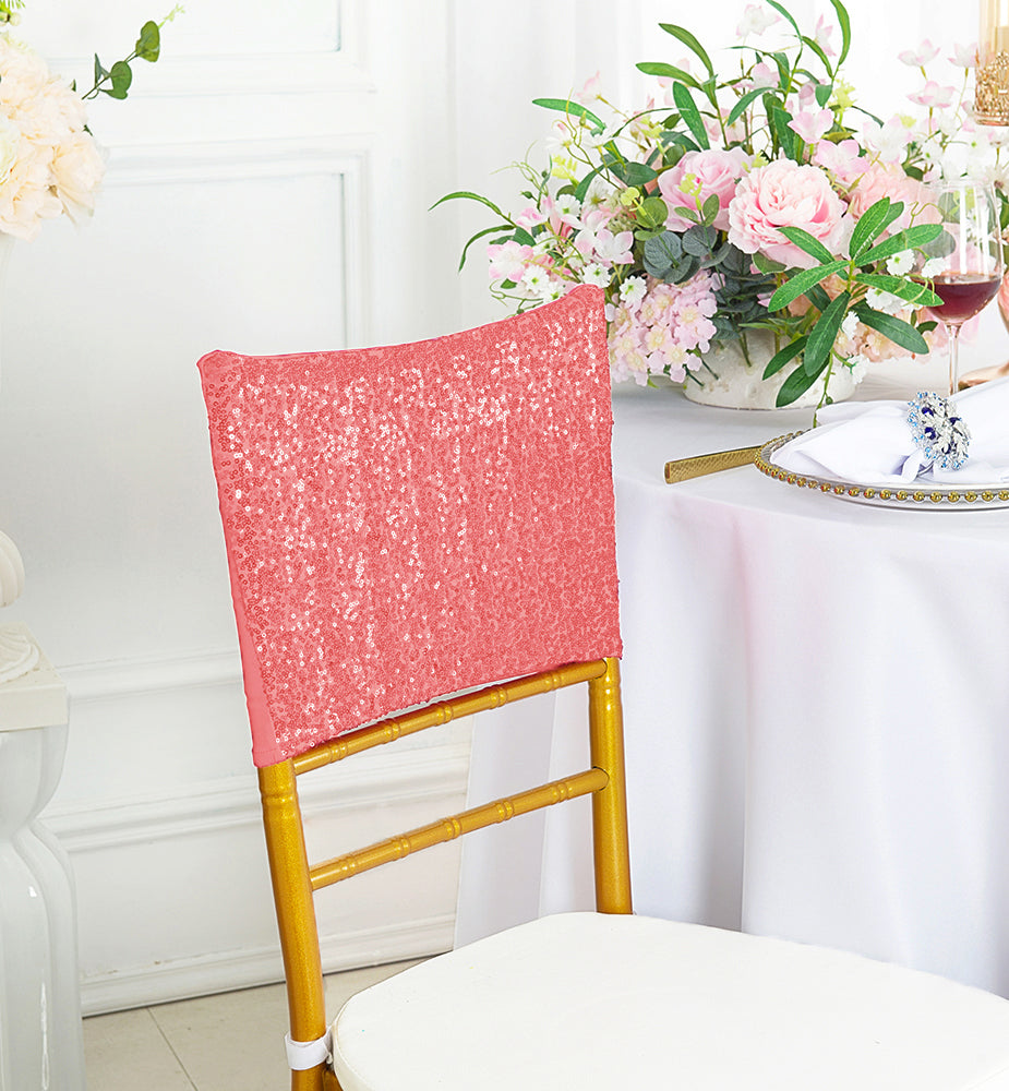 Sequin Spandex Chair Cap Coral